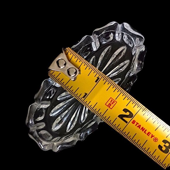 Open Glass Salt Cellar Oval Starburst Antique Clear Oblong Victorian Art Deco. - Picture 3 of 16